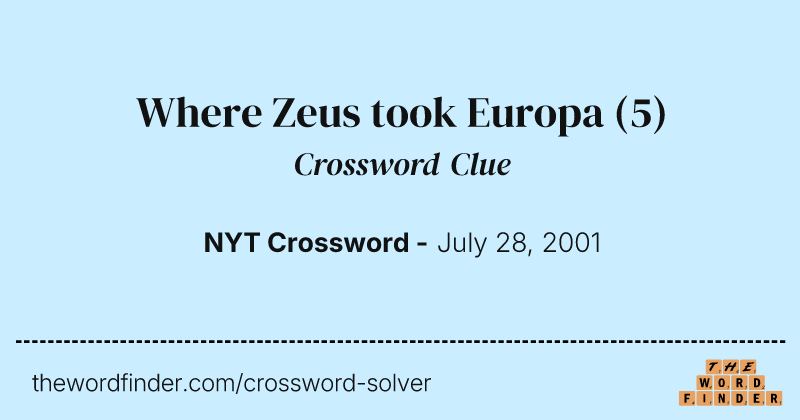 Where Zeus took Europa crossword clue image