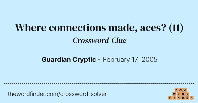 Where connections made, aces? crossword clue image