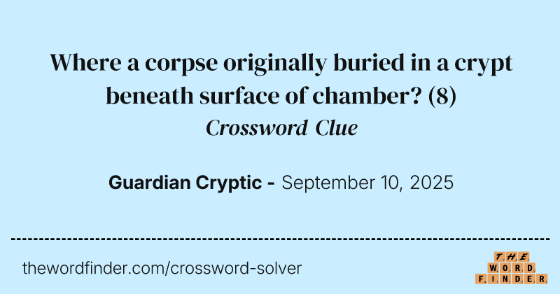 Where a corpse originally buried in a crypt beneath surface of chamber? crossword clue image