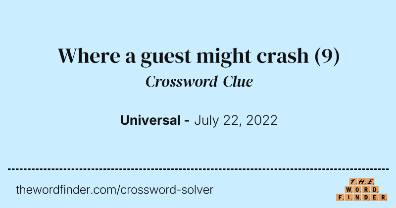 Where a guest might crash crossword clue image