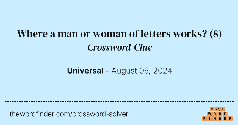 Where a man or woman of letters works? crossword clue image