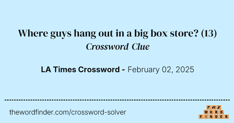Where guys hang out in a big box store? crossword clue image