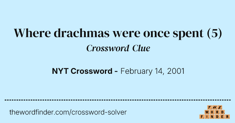 Where drachmas were once spent crossword clue image