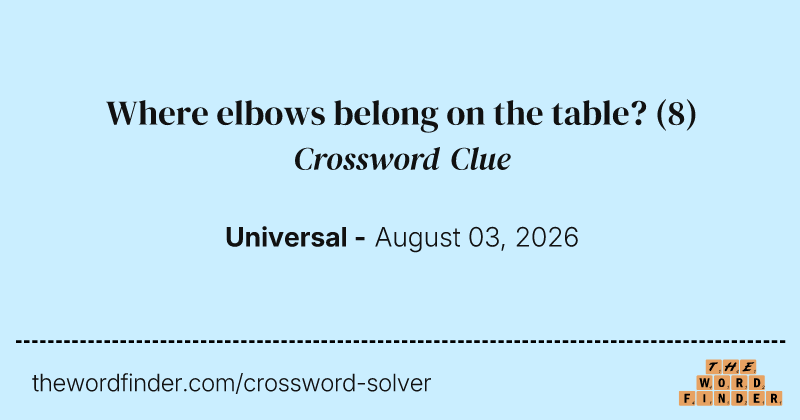 Where elbows belong on the table? crossword clue image