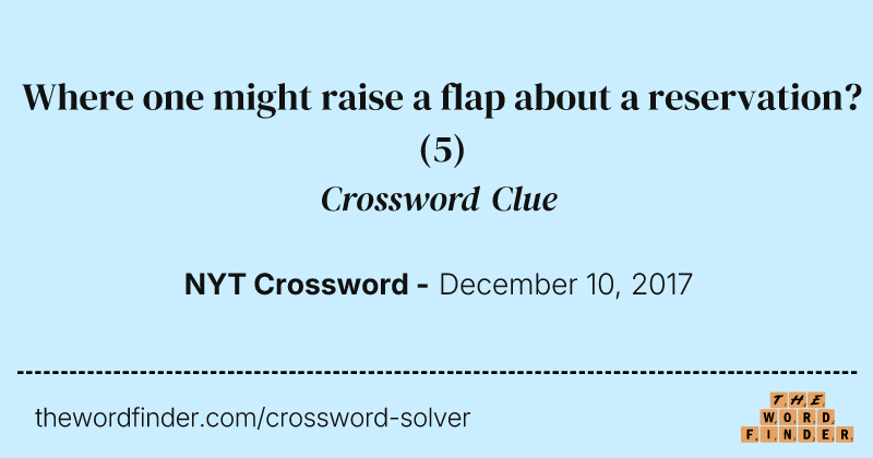 Where one might raise a flap about a reservation? crossword clue image