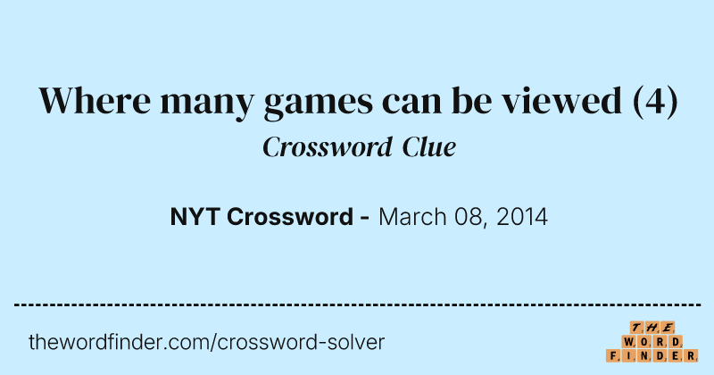 Where many games can be viewed crossword clue image