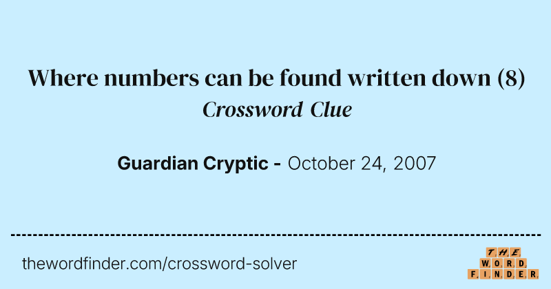 Where numbers can be found written down crossword clue image