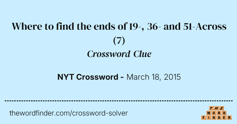 Where to find the ends of 19-, 36- and 51-Across crossword clue image