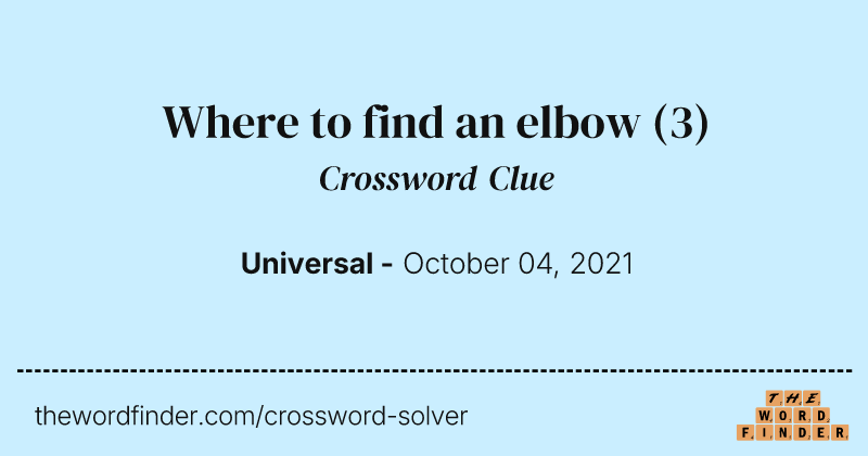 Where to find an elbow crossword clue image