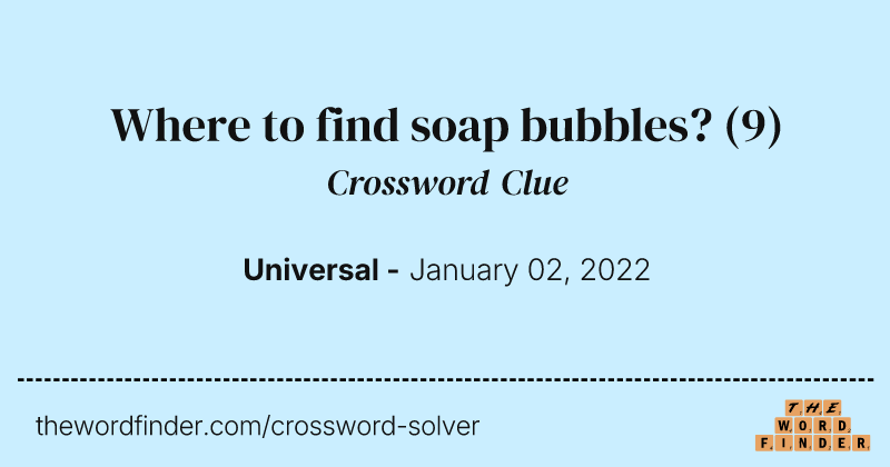Where to find soap bubbles? crossword clue image