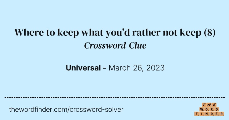 Where to keep what you'd rather not keep crossword clue image
