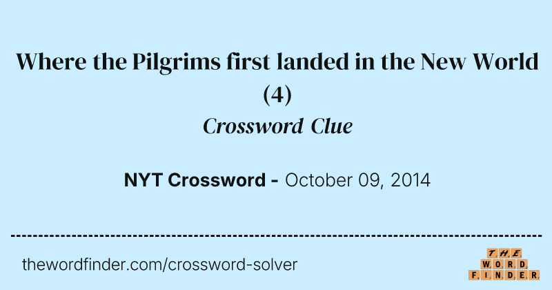 Where the Pilgrims first landed in the New World crossword clue image