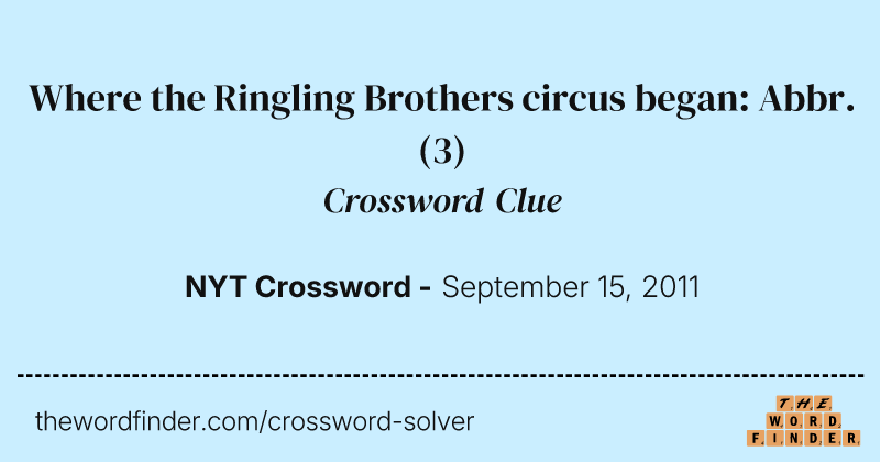 Where the Ringling Brothers circus began: Abbr. crossword clue image