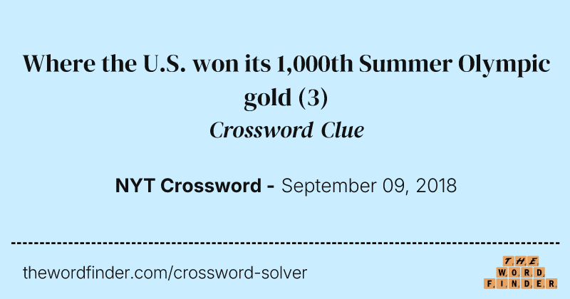 Where the U.S. won its 1,000th Summer Olympic gold crossword clue image