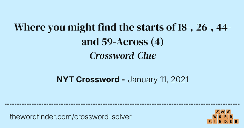 Where you might find the starts of 18-, 26-, 44- and 59-Across crossword clue image