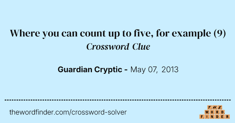 Where you can count up to five, for example crossword clue image