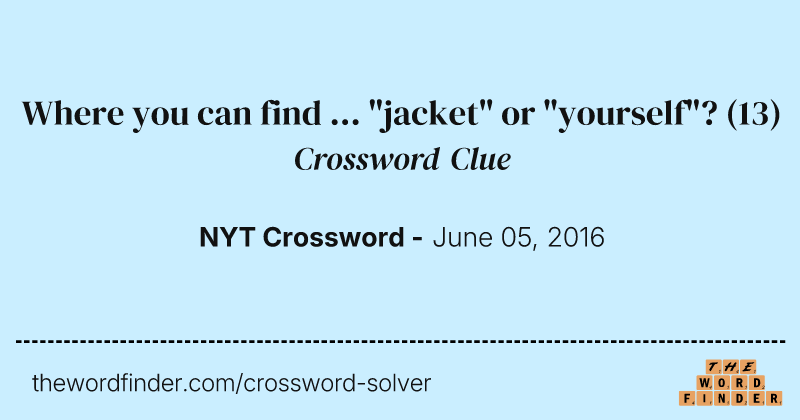 Where you can find ... "jacket" or "yourself"? crossword clue image