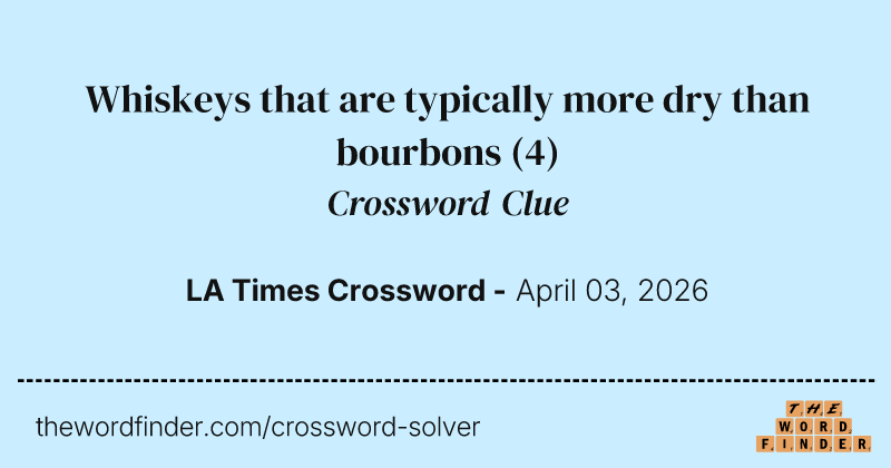 Whiskeys that are typically more dry than bourbons crossword clue image