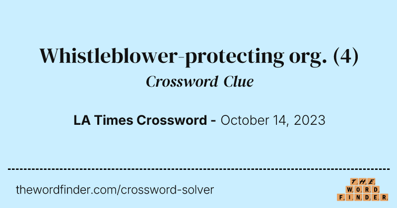 Whistleblower-protecting org. crossword clue image