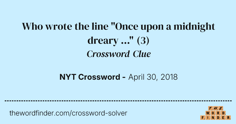 Who wrote the line "Once upon a midnight dreary ..." crossword clue image