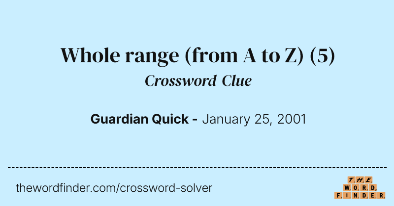 Whole range (from A to Z) crossword clue image
