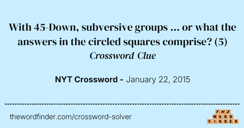 With 45-Down, subversive groups ... or what the answers in the circled squares comprise? crossword clue image