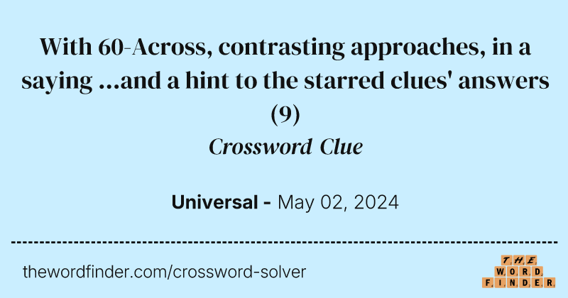 With 60-Across, contrasting approaches, in a saying ...and a hint to the starred clues' answers crossword clue image