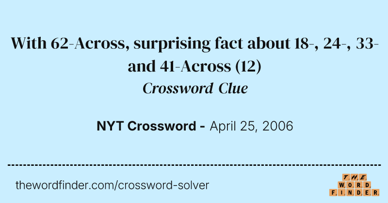With 62-Across, surprising fact about 18-, 24-, 33- and 41-Across crossword clue image