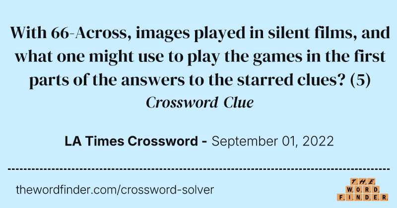 With 66-Across, images played in silent films, and what one might use to play the games in the first parts of the answers to the starred clues? crossword clue image