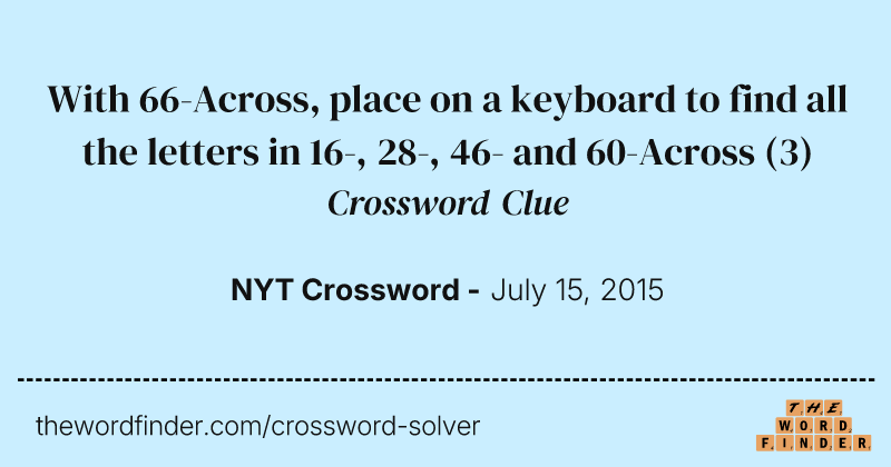 With 66-Across, place on a keyboard to find all the letters in 16-, 28-, 46- and 60-Across crossword clue image