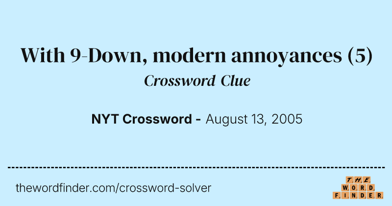 With 9-Down, modern annoyances crossword clue image