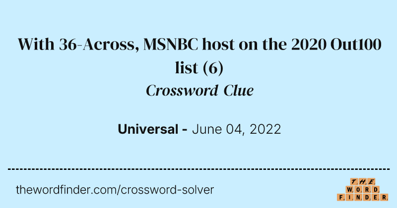 With 36-Across, MSNBC host on the 2020 Out100 list crossword clue image