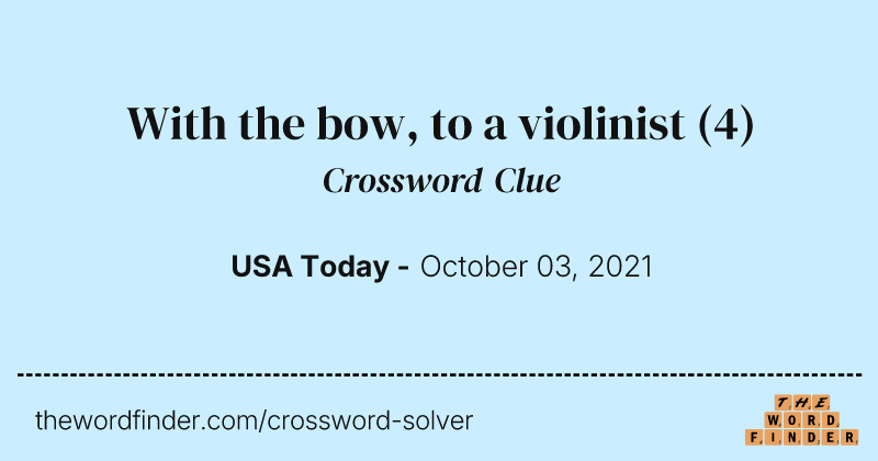 With the bow, to a violinist crossword clue image