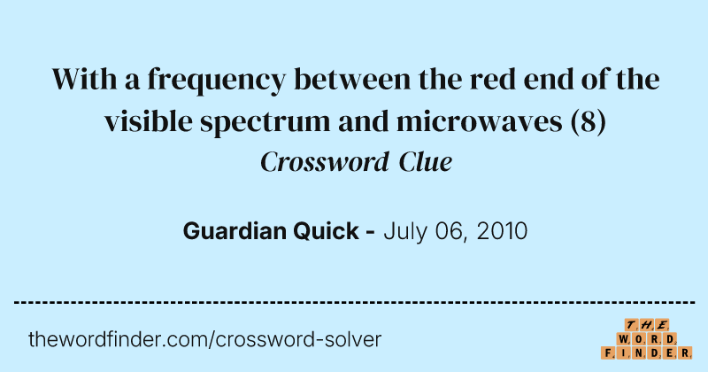 With a frequency between the red end of the visible spectrum and microwaves crossword clue image