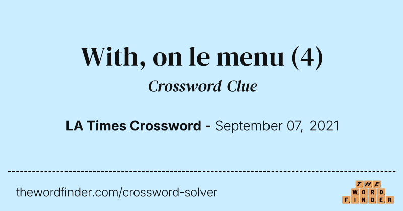 With, on le menu crossword clue image