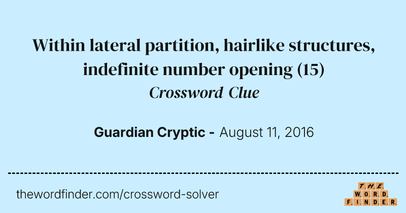 Within lateral partition, hairlike structures, indefinite number opening crossword clue image