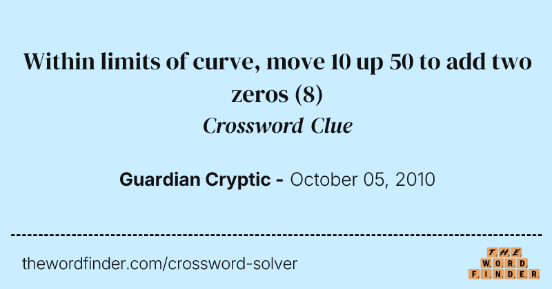 Within limits of curve, move 10 up 50 to add two zeros crossword clue image
