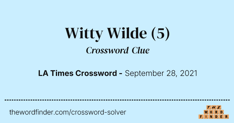 Witty Wilde crossword clue image