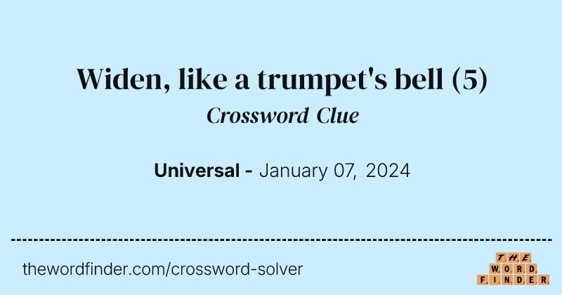 Widen, like a trumpet's bell crossword clue image