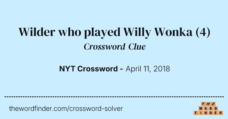 Wilder who played Willy Wonka crossword clue image