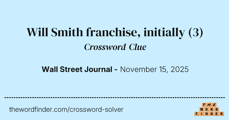 Will Smith franchise, initially crossword clue image