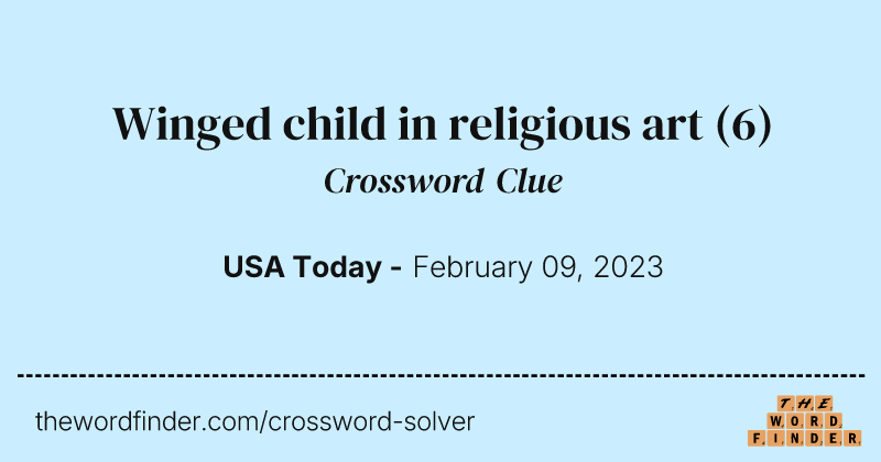 Winged child in religious art crossword clue image
