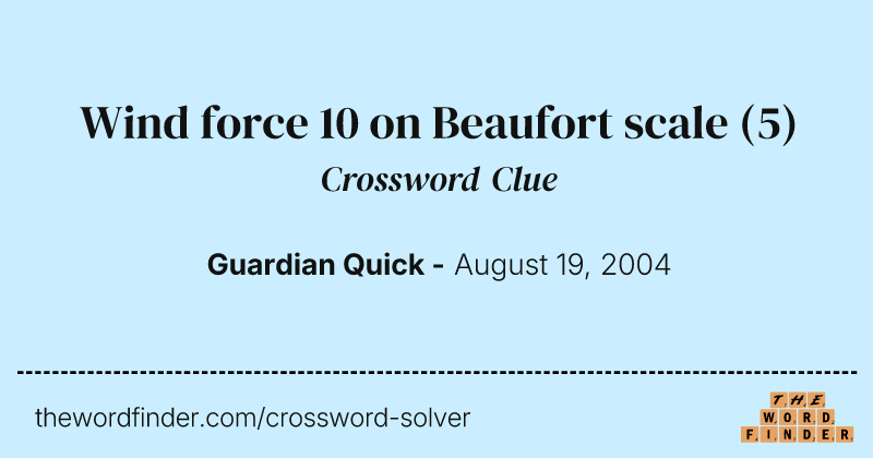 Wind force 10 on Beaufort scale crossword clue image