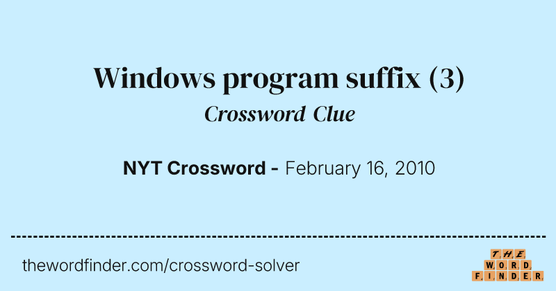 Windows program suffix crossword clue image