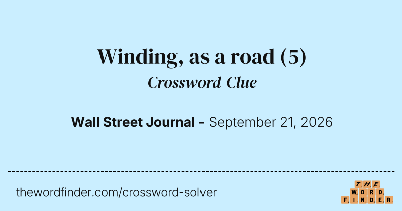 Winding, as a road crossword clue image