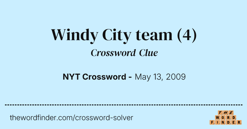 Windy City team crossword clue image