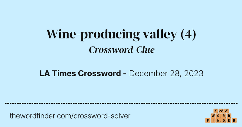 Wine-producing valley crossword clue image