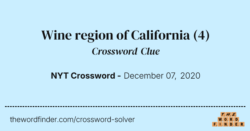 Wine region of California crossword clue image