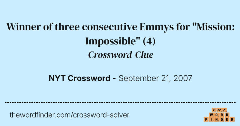 Winner of three consecutive Emmys for "Mission: Impossible" crossword clue image
