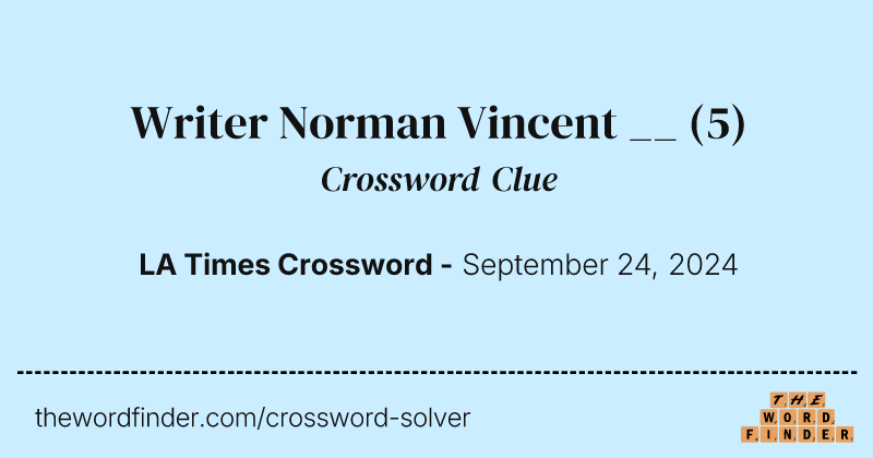 Writer Norman Vincent __ crossword clue image